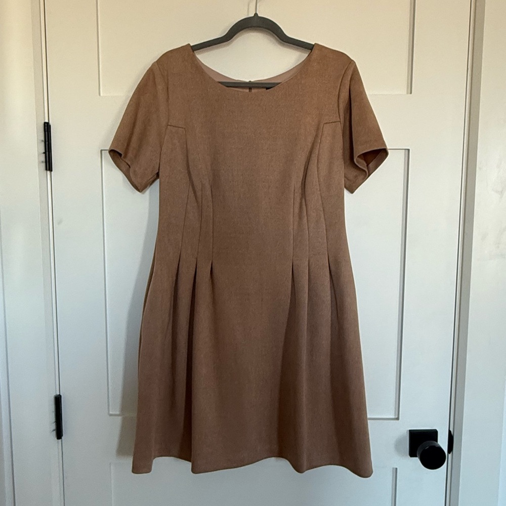 Connected Apparel Suede Mini Fit and Flare Dress